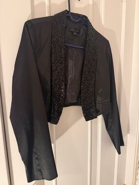 Collection B Black Cropped Blazer with Sequin Trim